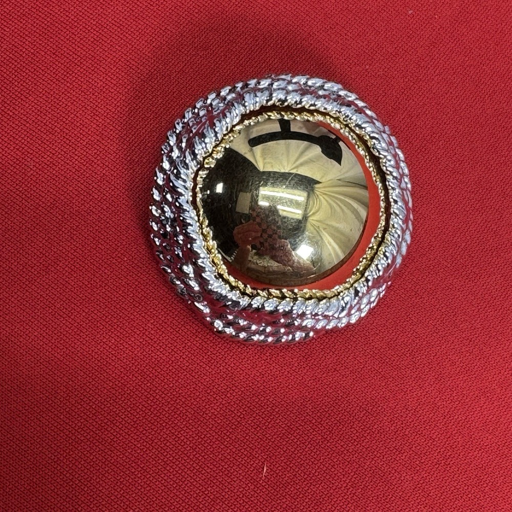 Vintage Modern Mixed Metal Abstract Round Two Tone‎ Brooch Pin